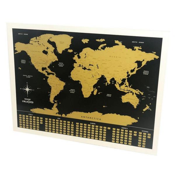 Pôster Mapa Mundi Raspadinha - Preto e Dourado - L3 Store