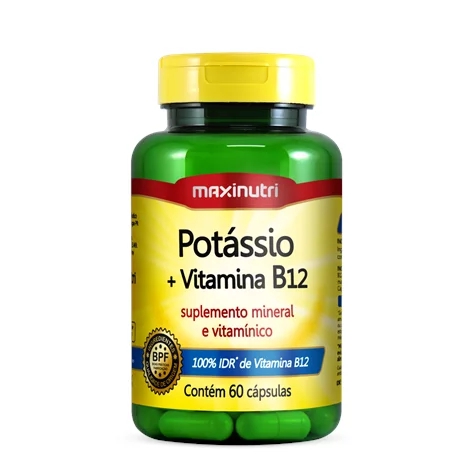 Potássio + Vitamina B12 60 Cápsulas 300mg Maxinutri
