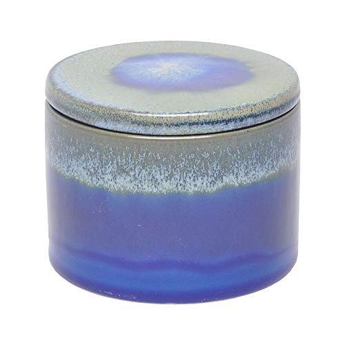 Pote de Ceramica com Tampa Azul 12,2cm X 9,5cm