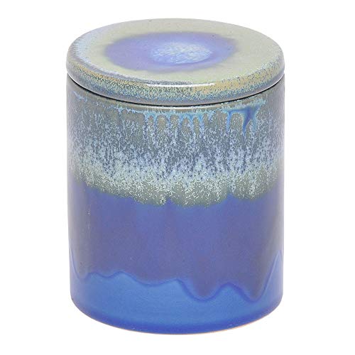 Pote de Ceramica com Tampa Azul 10cm X 12,5cm