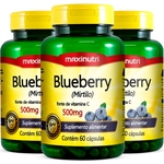 3 Potes Blueberry (Mirtilo) 500mg 60 cápsulas Maxinutri