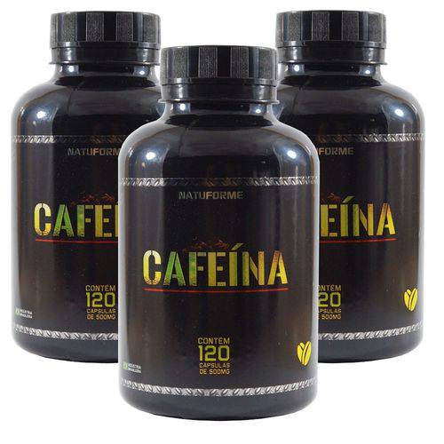 3 Potes Cafeína 120 Cápsulas 500mg