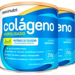 2 Potes Colágeno Hidrolisado 2 em 1 250g Lata Original Maxinutri