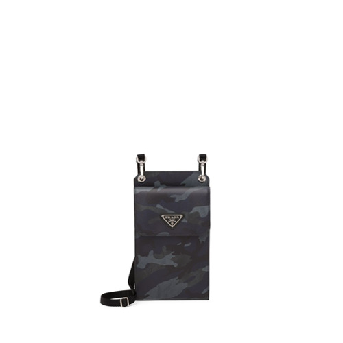 Prada Capa para Celular Saffiano Camuflada - Preto