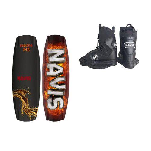 Prancha de Wakeboard Gasolina 142 com Botas Preta 095 Aberta Navis-"Gg" 40-46