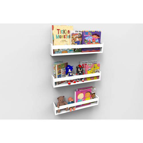 Prateleira para Livros Infantil Montessoriano 60cm - 3 Peças