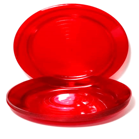 Prato Acrílico Redondo 15cm Vermelho - 10 Unidades