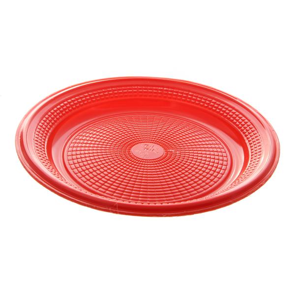 Prato de Plástico Descartável Vermelho Ø 15cm com 10 Unidades Trik Trik