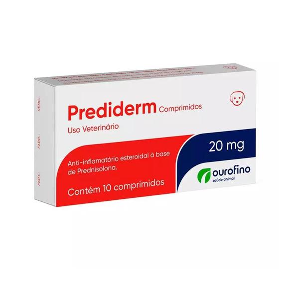 Prediderm 20mg - Anti-inflamatório- Ourofino - 10 Comprimidos - 10 Comprimidos