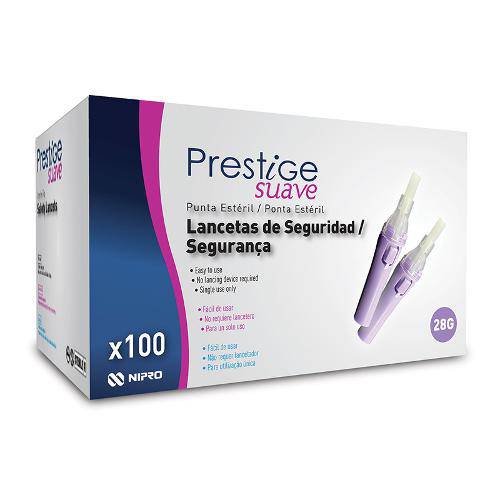Prestige Suave Safety Lancets, 100 Ct 28g