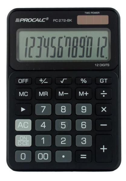 PROCALC - Calculadora de Mesa - 12 Dígitos - PC 272-BK