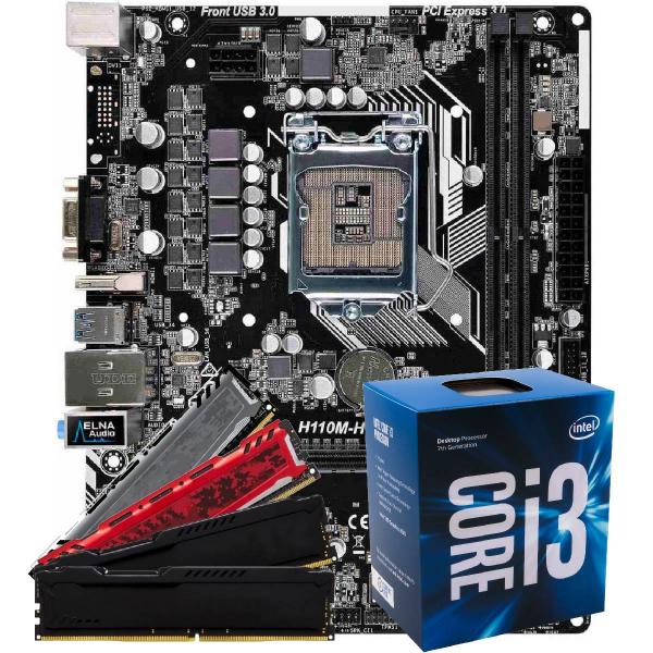 Placa Mãe H110M + Processador Intel Core I3 7100 7ª Geração + Memória 4GB DDR4 Kit Upgrade Comprebel - Gigabyte