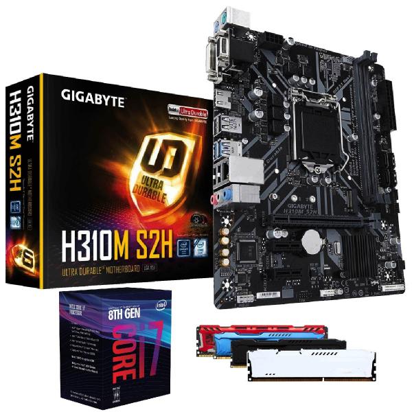 Processador Intel Core I7 8700 8ª Geração + Placa Mãe H310 Gigabyte + Memória 16GB DDR4 Kit Upgrade Comprebel