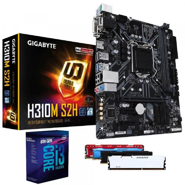 Processador Intel Intel Core I3 8100 8ª Geração + Placa Mãe H310 Gigabyte + Memória 16GB DDR4 Kit Upgrade Comprebel