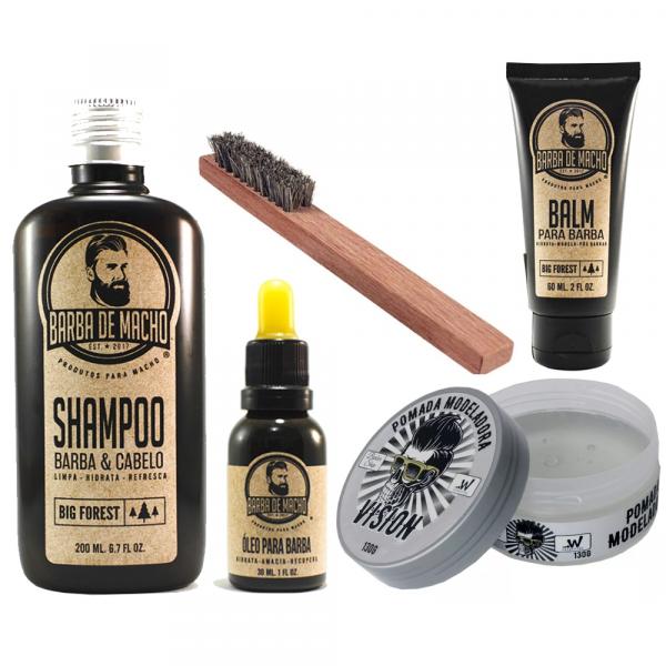 Balm de Barba Oleo Shampoo + Pomada Modeladora - Barba de Macho