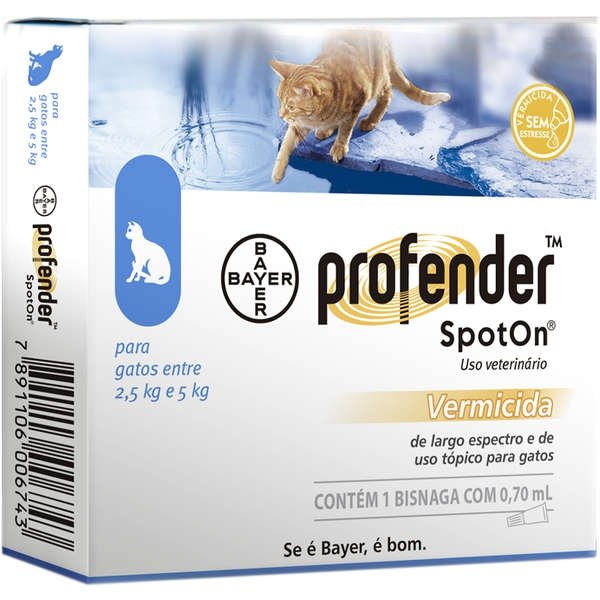 Profender 0,7ml Vermífugo Spot On Gatos 2,5 a 5,0kg Bayer