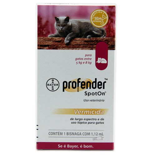 Profender Spot On Gatos 5 a 8kg 1,12ml Bayer Vermífugo