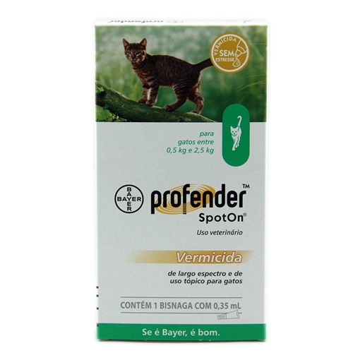 Profender Spot On Gatos Até 2,5kg 0,35ml Bayer Vermífugo Tópico