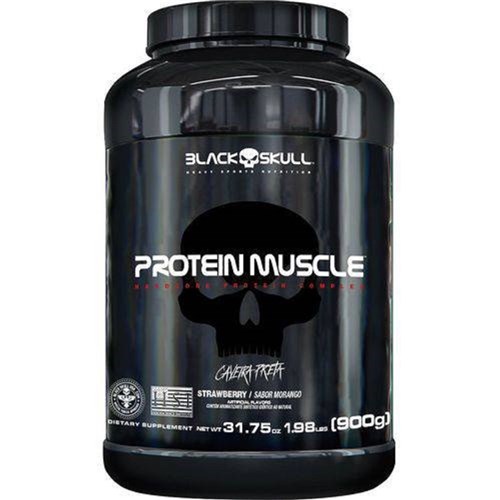 Protein Muscle Black Skull Morango 900G