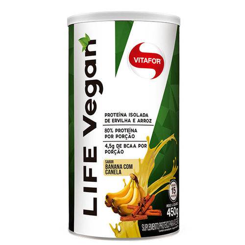 Tudo sobre 'Proteina Vegana Life Vegan Sabor Banana Vitafor 450g'