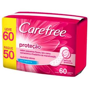 Protetor Diário Carefree Proteção Sem Perfume Leve 60 Pague 50