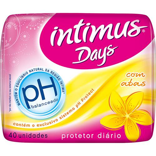Protetor Diário Intimus Days com Abas Sem Perfume Ph 40 Unidades