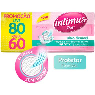 Protetor Diário Intimus Days Sem Perfume Leve 80 Pague 60 Un Cx. C/ 12 Un.