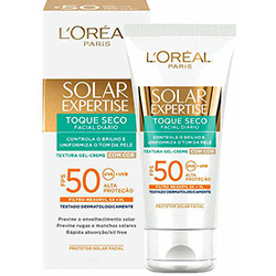Protetor Facial Solar L'Oréal Expertise Toque Seco com Cor FPS 50