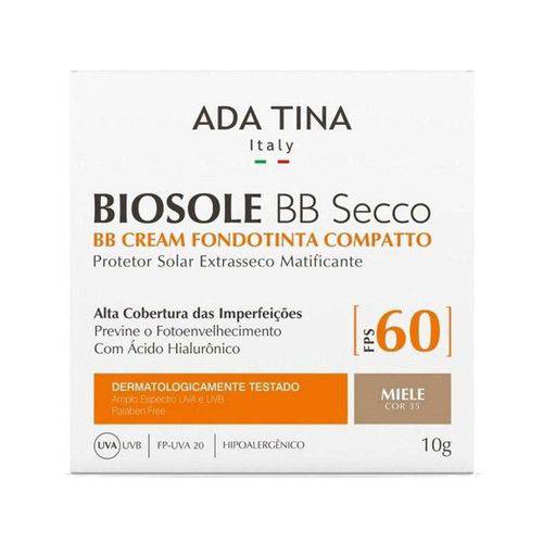 Tudo sobre 'Protetor Solar Ada Tina Biosole BB Compacto Cream Secco FPS60 Cor Miele com 10g'
