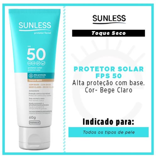 Protetor Solar Facial com Cor Fps50 Sunless - Bege Claro