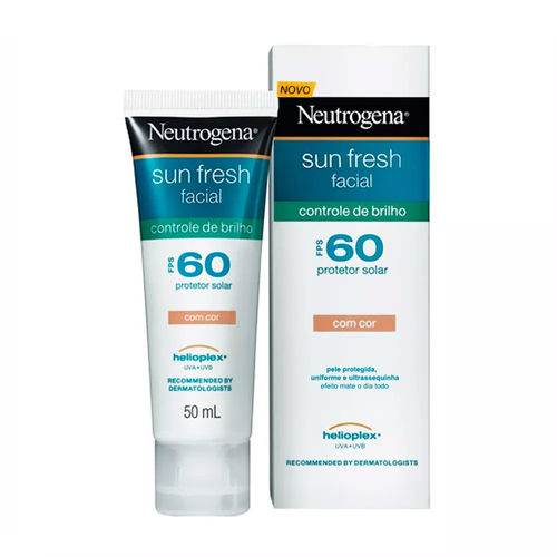 Protetor Solar Facial Neutrogena Sun Fresh Controle de Brilho Fps 60 Gel Creme com Cor 50ml