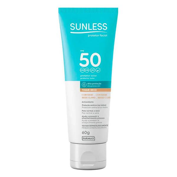 Protetor Solar Facial Sunless FPS 50 com Base 60g - Bege Claro