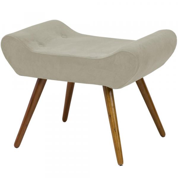 Puff Alice Banqueta Suede Bege Pés Palito - Lymdecor