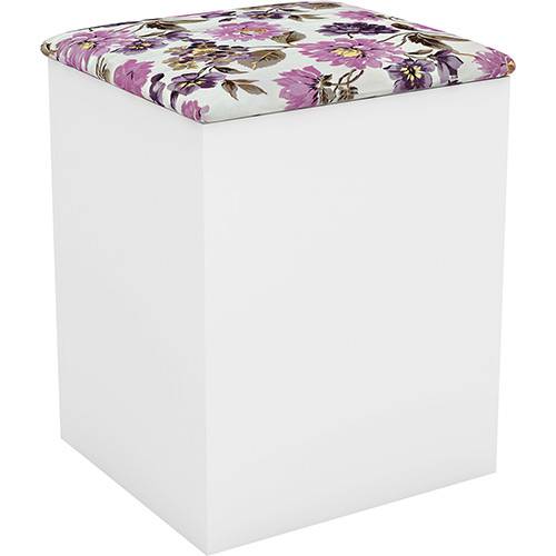 Tamanhos, Medidas e Dimensões do produto Puff Baú Quadrado Pu2050 Branco/Lavanda Floral - Tecno Mobilii