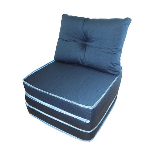 Puff Conforto Solteiro Azul com Travesseiro e Embalagem em PVC F.A Colchões