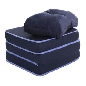 Puff Multiuso 3 em 1 Solteiro Azul com Travesseiro