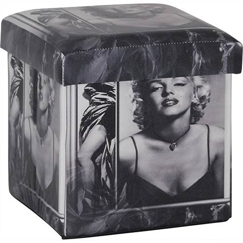 Puff Quadrado Box Marilyn Sexy com PU Estampado - Rivatti