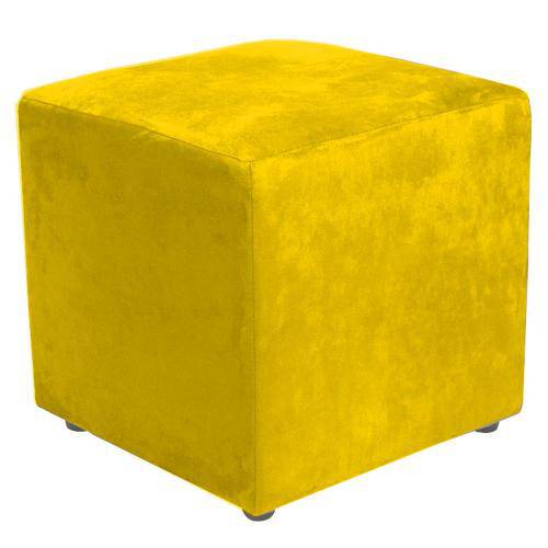 Puff Quadrado Decorativo Suede Amarelo - Lymdecor