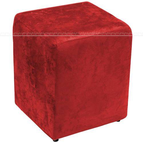 Puff Quadrado Decorativo Suede Vermelho Amassado - Lymdecor