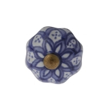 Puxador cerâmica móveis armário aparador abobrinha flor Azul