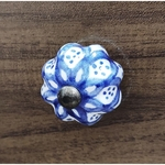 Puxador cerâmica móveis armário aparador abobrinha flor Azul