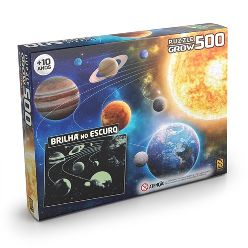 Puzzle 500 PeÃ§as Sistema Solar - Brilha no Escuro - Grow - Preto - Dafiti
