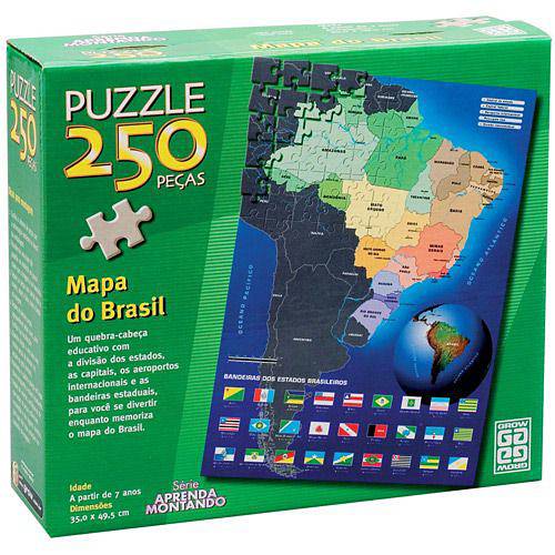 Puzzle C/ 250 Pçs Mapa do Brasil - Grow - Grow