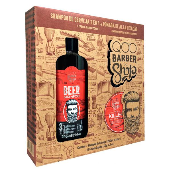 QOD Barber Shop Kit - Pomada Killer + Shampoo Beer