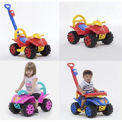 Tudo sobre 'Quadriciclo Infantil Carrinho de Passeio com Puxador Motoca 3 em 1 Toy Kids Azul'
