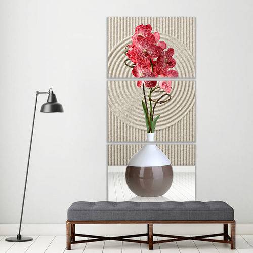 Tudo sobre 'Quadro 120x60cm Vaso Flores Vermelha Orquídeas Decorativo Interiores - Oppen House'