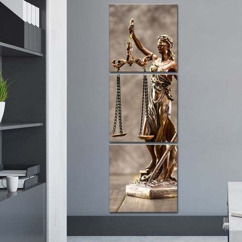Tudo sobre 'Quadro 150x50cm Estátua Bronze Advocacia Justiça Balança'