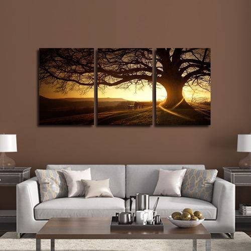 Quadro 60X120cm Árvore por do Sol Decorativo Interiores em Canvas Qualidade de Galeria de Arte