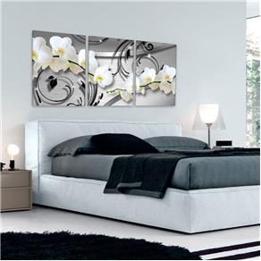 Quadro 60x120cm Canvas Orquídea Silver Luxury Decorativo
