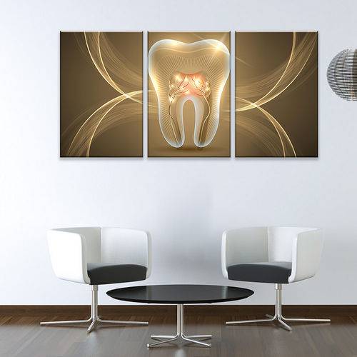 Tudo sobre 'Quadro 60x120cm Decorativo Dente Odonto Clínica Dentista Decorativo Interiores - Oppen House'